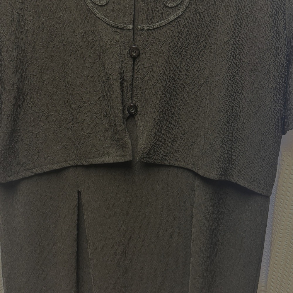 Vintage 90s Y2K Jillian Black Button Front Bodice Dress Sz14 USA Made Embroidery - Picture 2 of 13